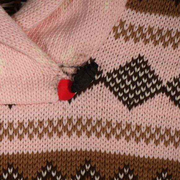 Chaps Sweater Women Size XL Pink Tribal Fair Isle Shawl Collar Heavyweight Boho - Picture 7 of 10